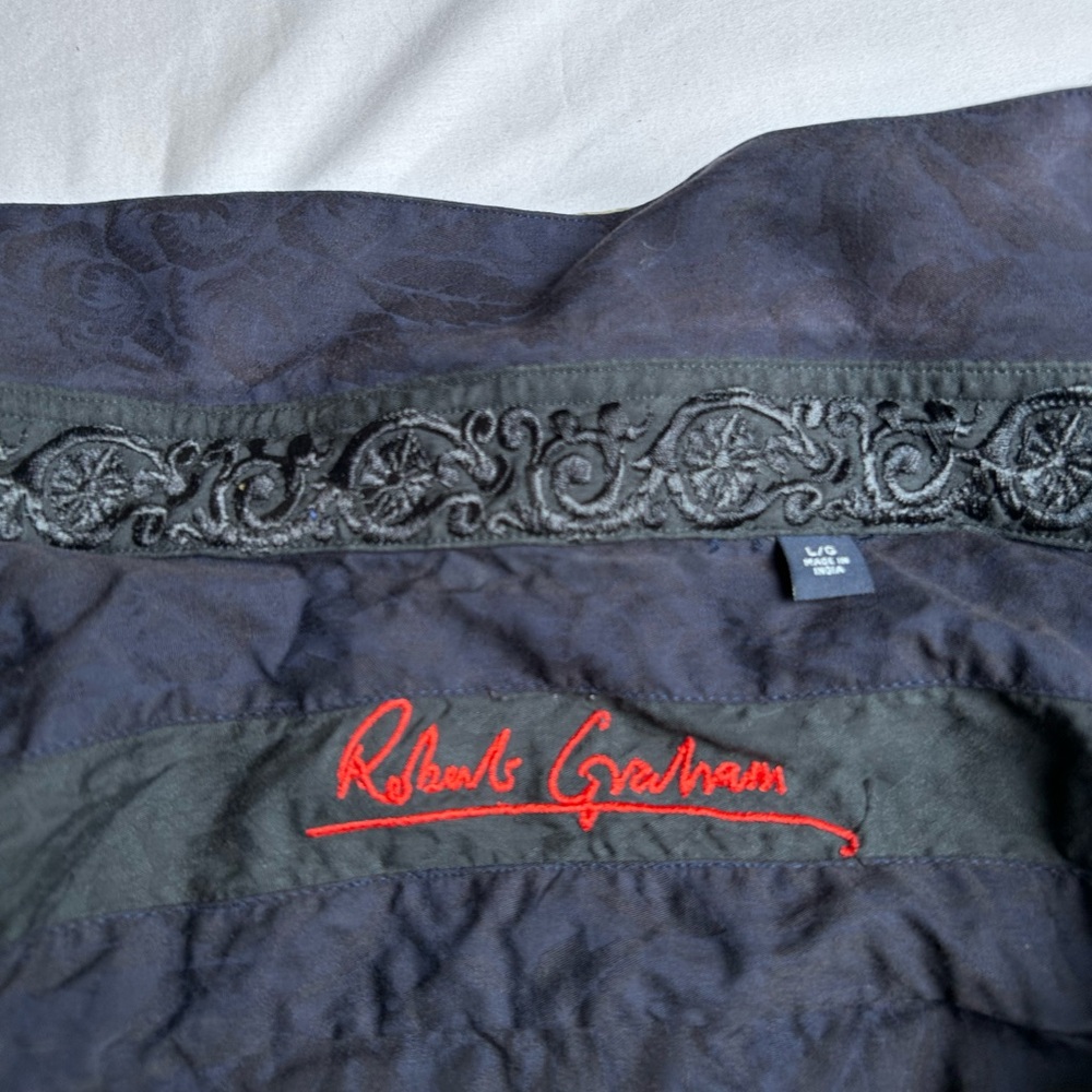 Robert Graham Blue Patterned Button-Up Shirt - image 10